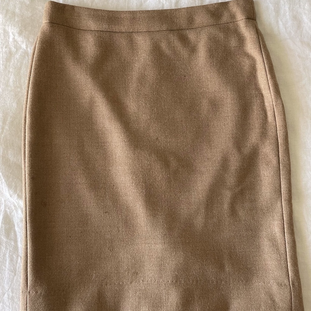 J. Crew No. 2 Pencil Skirt in Camel Wool